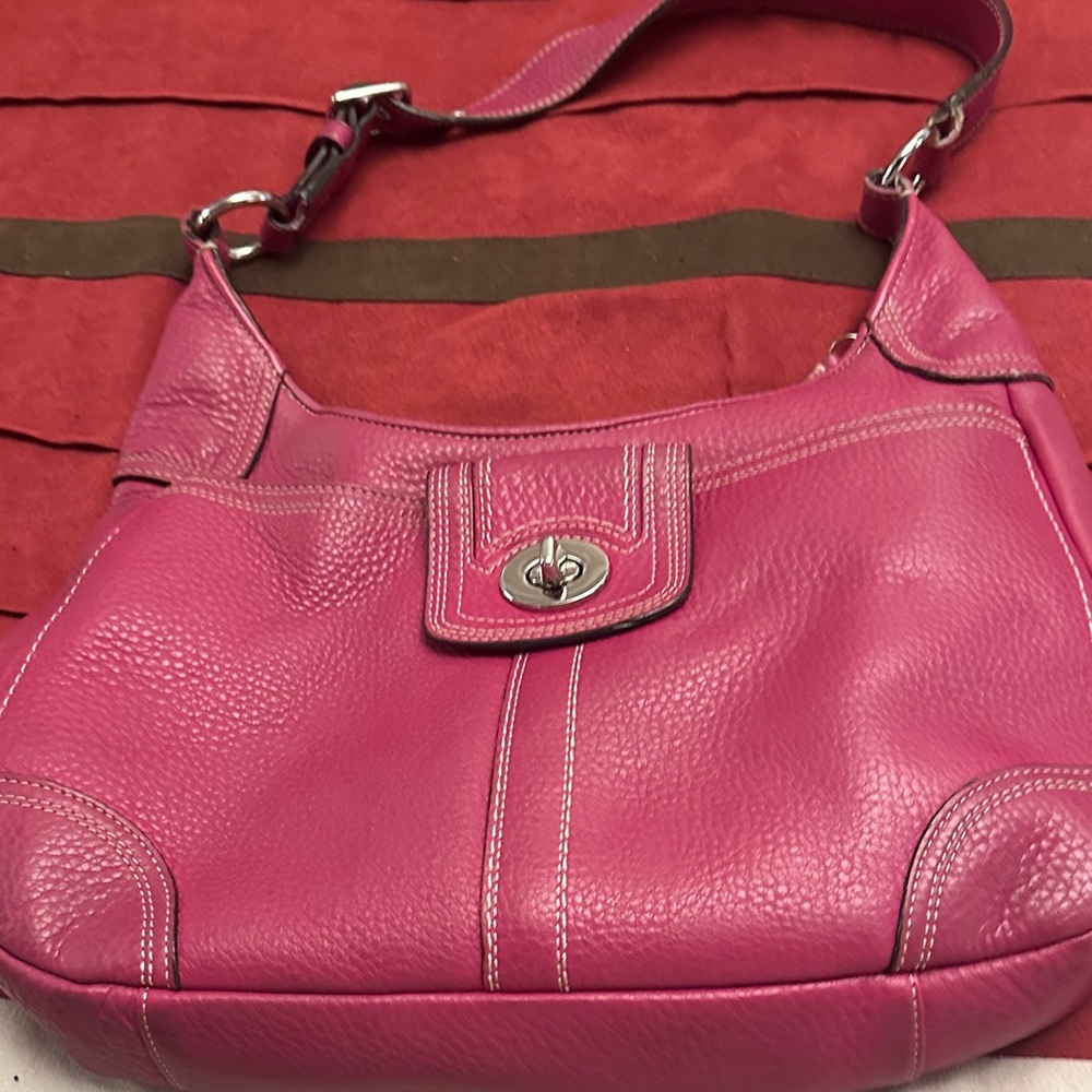 Coach Fuchsia Leather Shoulder Bag
